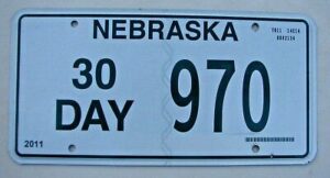 Nebraska plates temporary