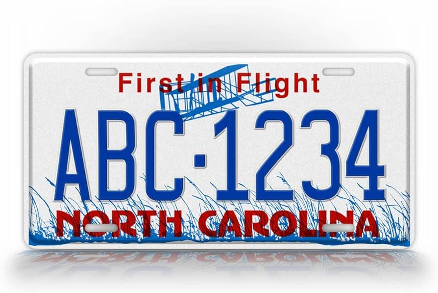 Amazon.com: Matrícula personalizada de North Carolina First in Flight Cualquier texto Personalizado NC Metal Auto Tag Aluminio : Automotriz