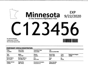 minnesota plates temporary